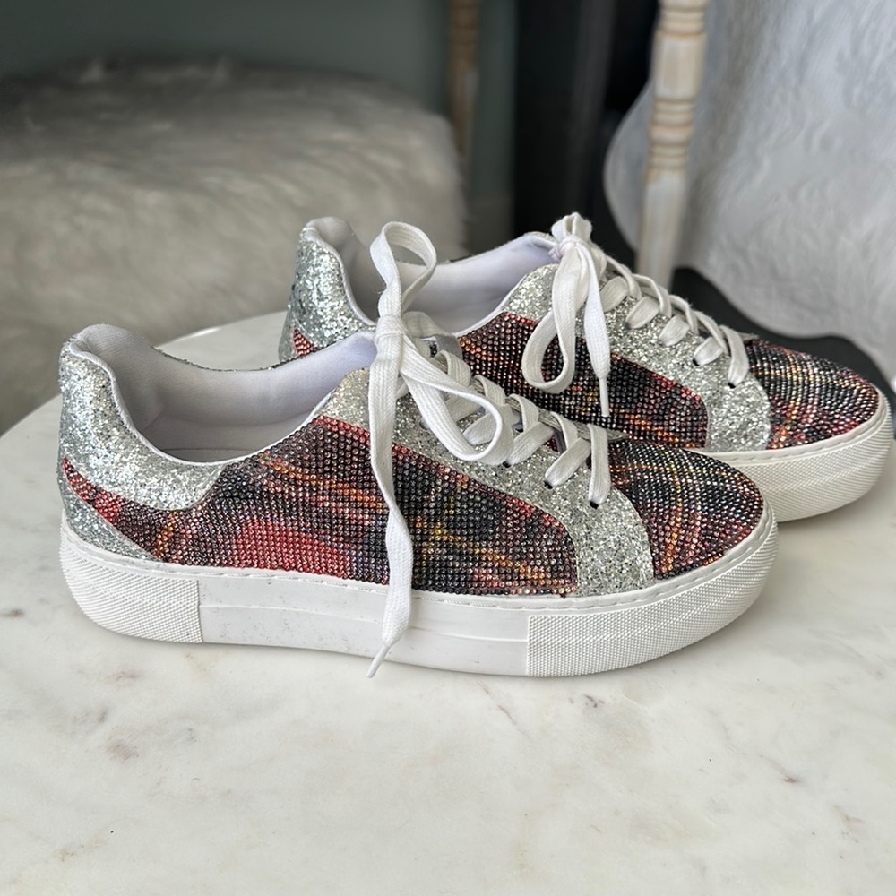 Betsey Johnson plaid sparkle sneakers